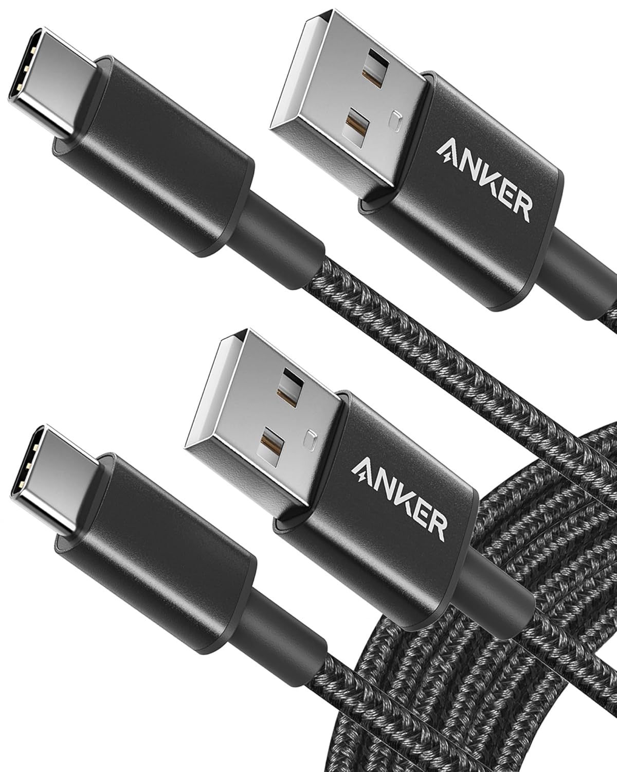 anker 2-pack usb a to usb c cable for iphone 17 series, samsung galaxy s10 and more (black, 3ft)