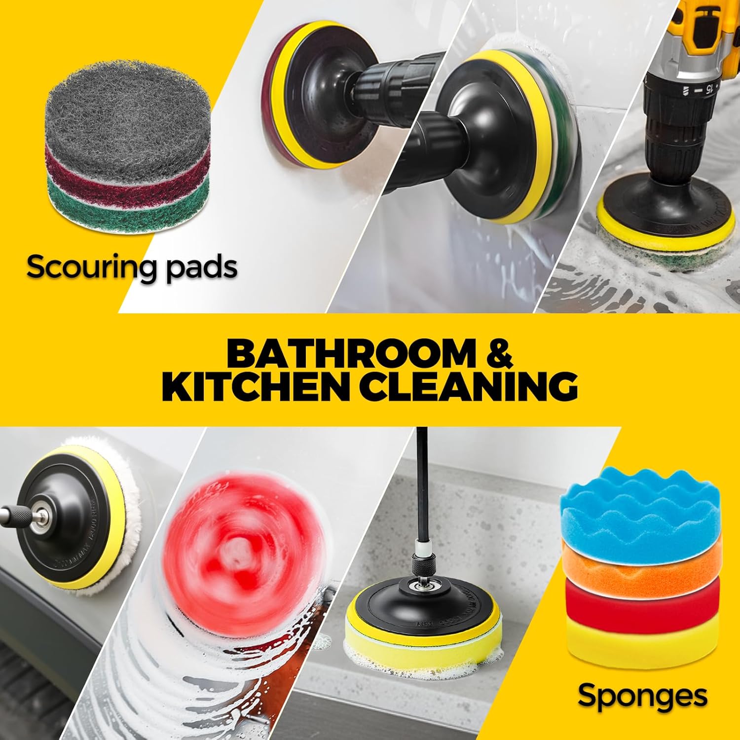 Holikme 22-piece drill cleaning attachment set, car polishing pad kit, wax applicator pad, and cleaning supplies