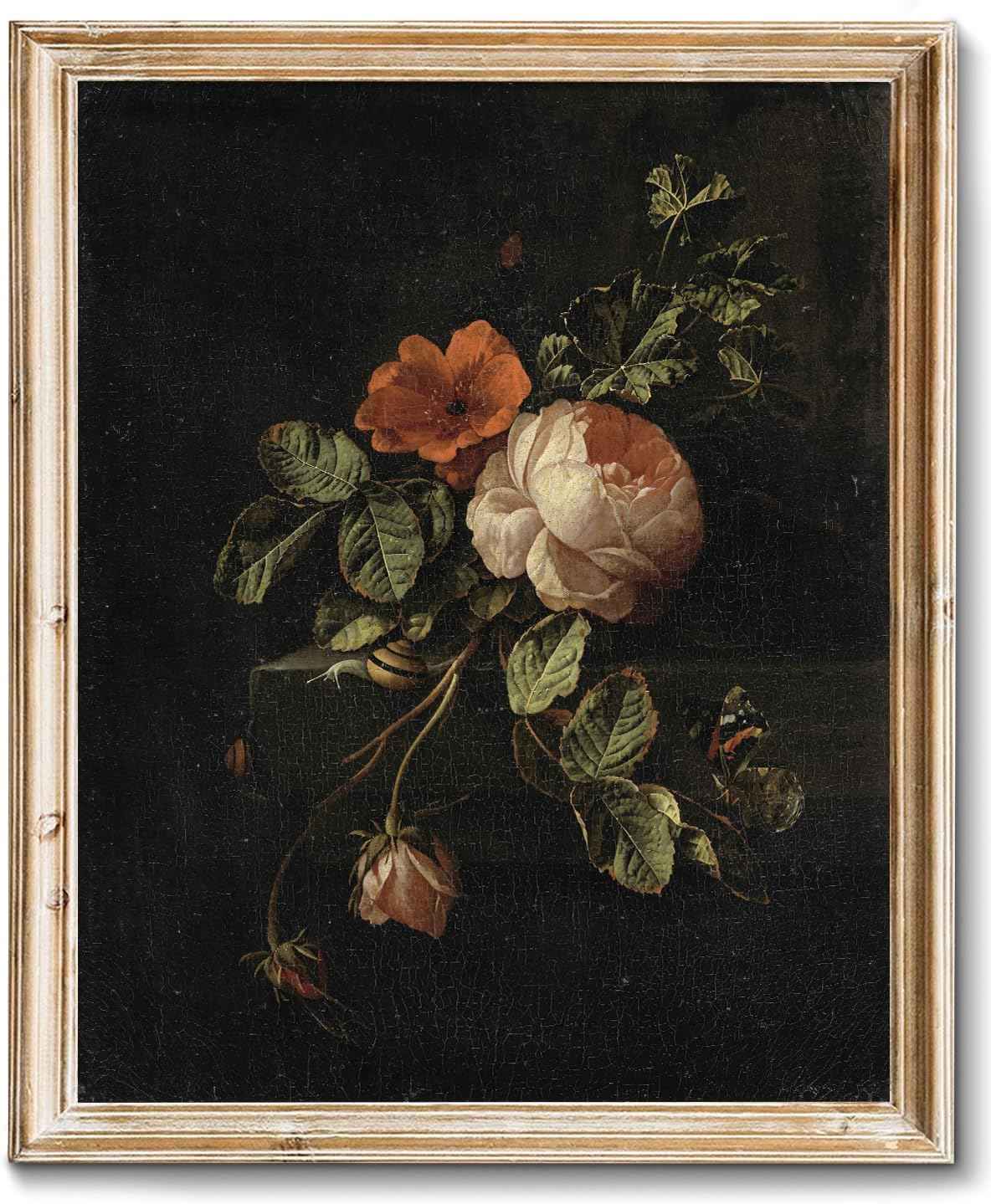RETRART Vintage Wall Art, Vintage Floral Wall Art Prints - Moody Dark Academia Decor for Rustic Aesthetic - 8" x 10" Unframed Canvas Prints for Bedroom Living Room Bathroom Wall Decor
