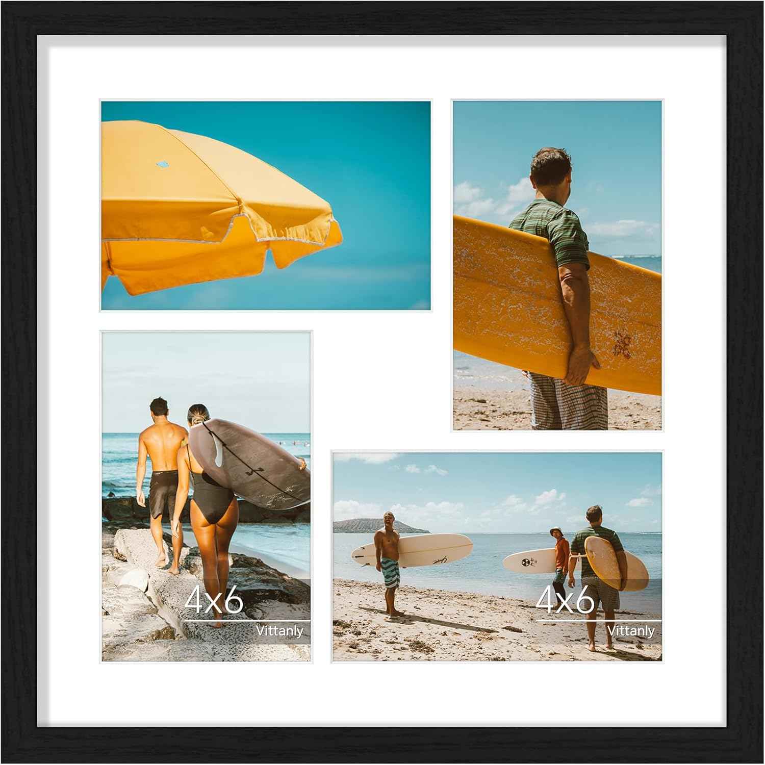 Vittanly 11x14 Collage Picture Frame, Displays 5Pcs 4x6 Pictures with Mat or 1Pcs 11x14 without Mat for Wall Mounting, Picture Frames Collage Wall Decor in Black, 1 Pack
