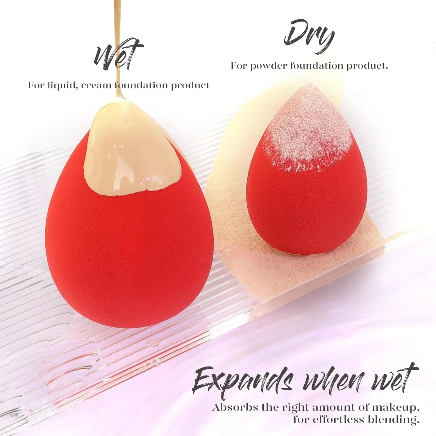 5-piece latex-free makeup sponge set for blending foundation, liquid, cream & powder, ultra-soft, vegan