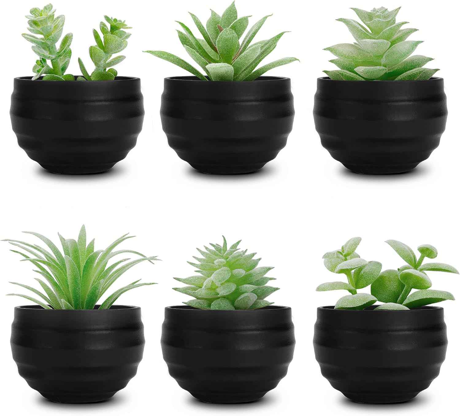 Der Rose Set of 6 Succulents Plants Artificial in Pots Small Fake Plants for Bedroom Aesthetic Living Room Shelf Bathroom Decor Office Desk Accessories