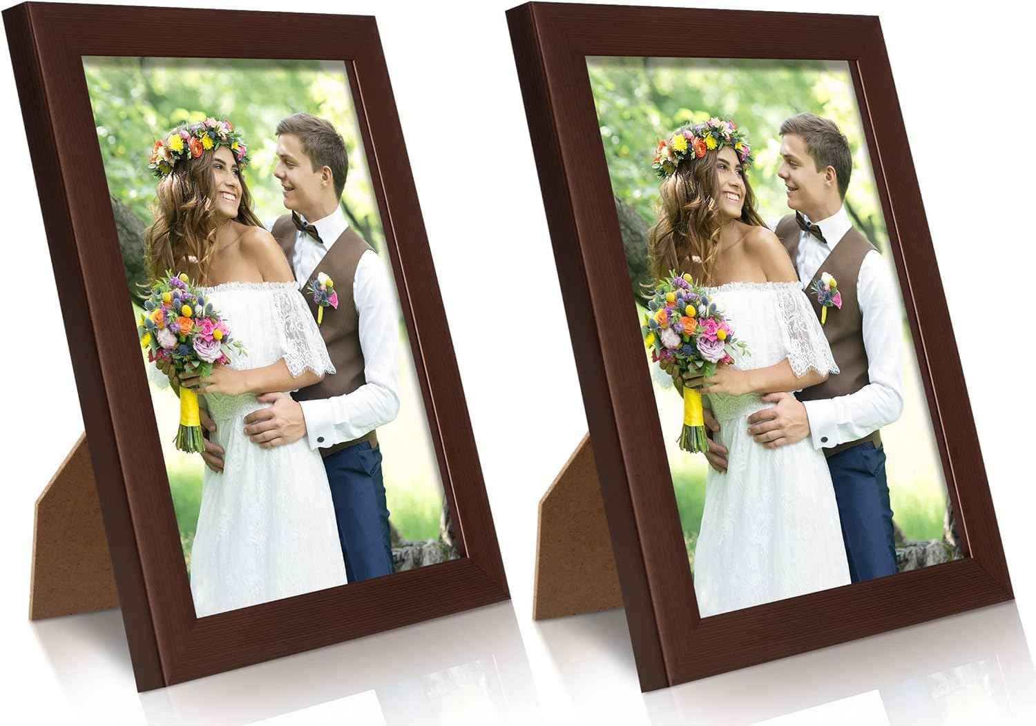 PECULA 2 Pack 5x7 Picture Frame, Black Picture Frame for Wall and Tabletop Display, Resistant Plastic Clear Plexiglass for Vertical or Horizontal Display