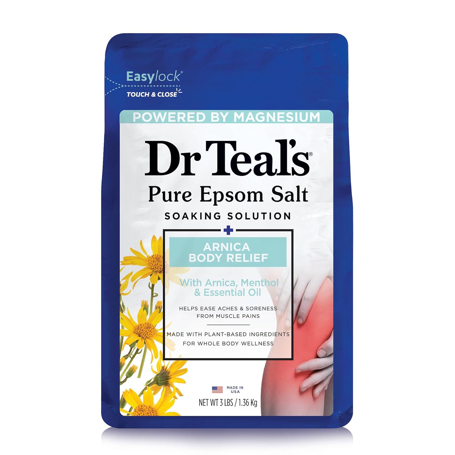 dr teals arnica body relief epsom salt soak 3 lbs magnesium pain relief bath