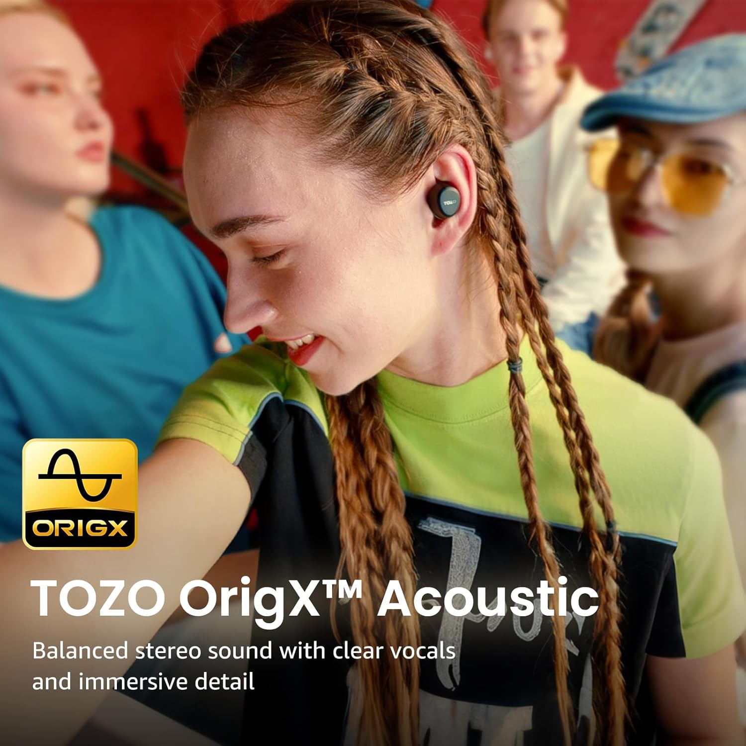TOZO A1 Wireless Earbuds Bluetooth 5.3 Light Weight in Ear IPX5 Waterproof Headphones 2 Mic for AI Calls, Immersive Premium Sound Bass Headset with Charging Case, 32 Presets EQ Customization via App