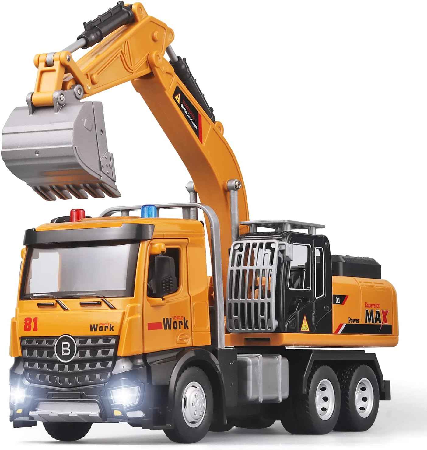 OANMYJJO Children Excavator Toy Metal DieCast Excavator Model，with Simulated Sound and lightdigger Toys，Excavator Toys for Boys 3-5 Year Old Gift