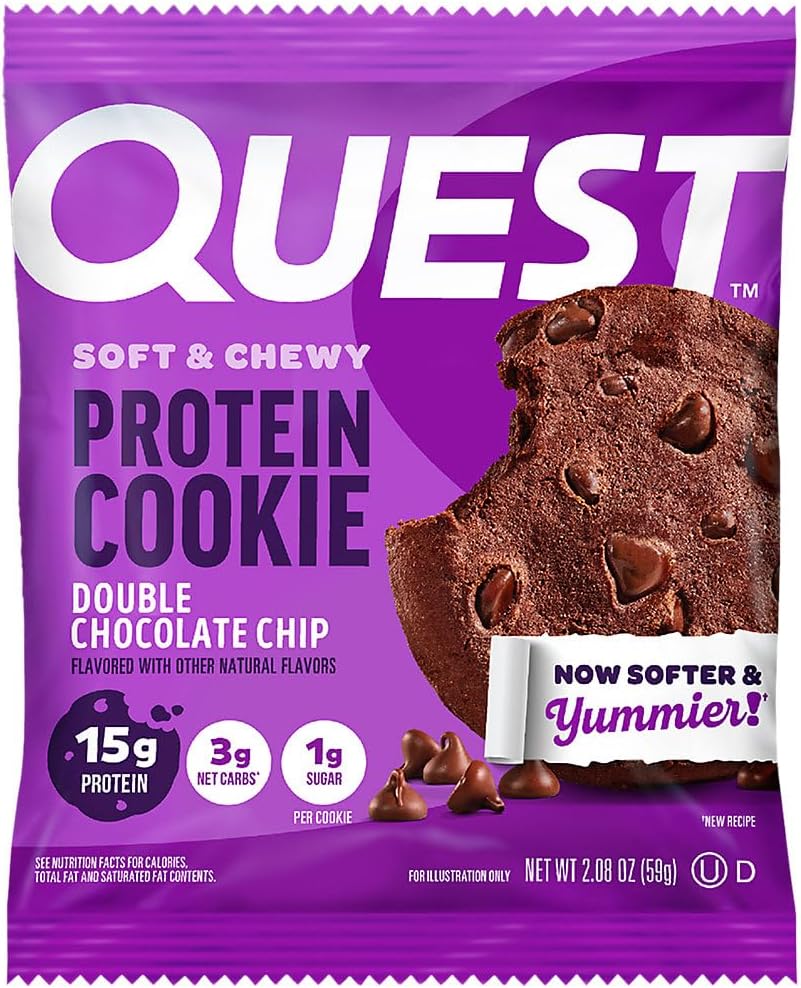 Quest Soft & Chewy Double Chocolate Chip Protein Cookies, 15g Protein, Low Sugar, 12 Count