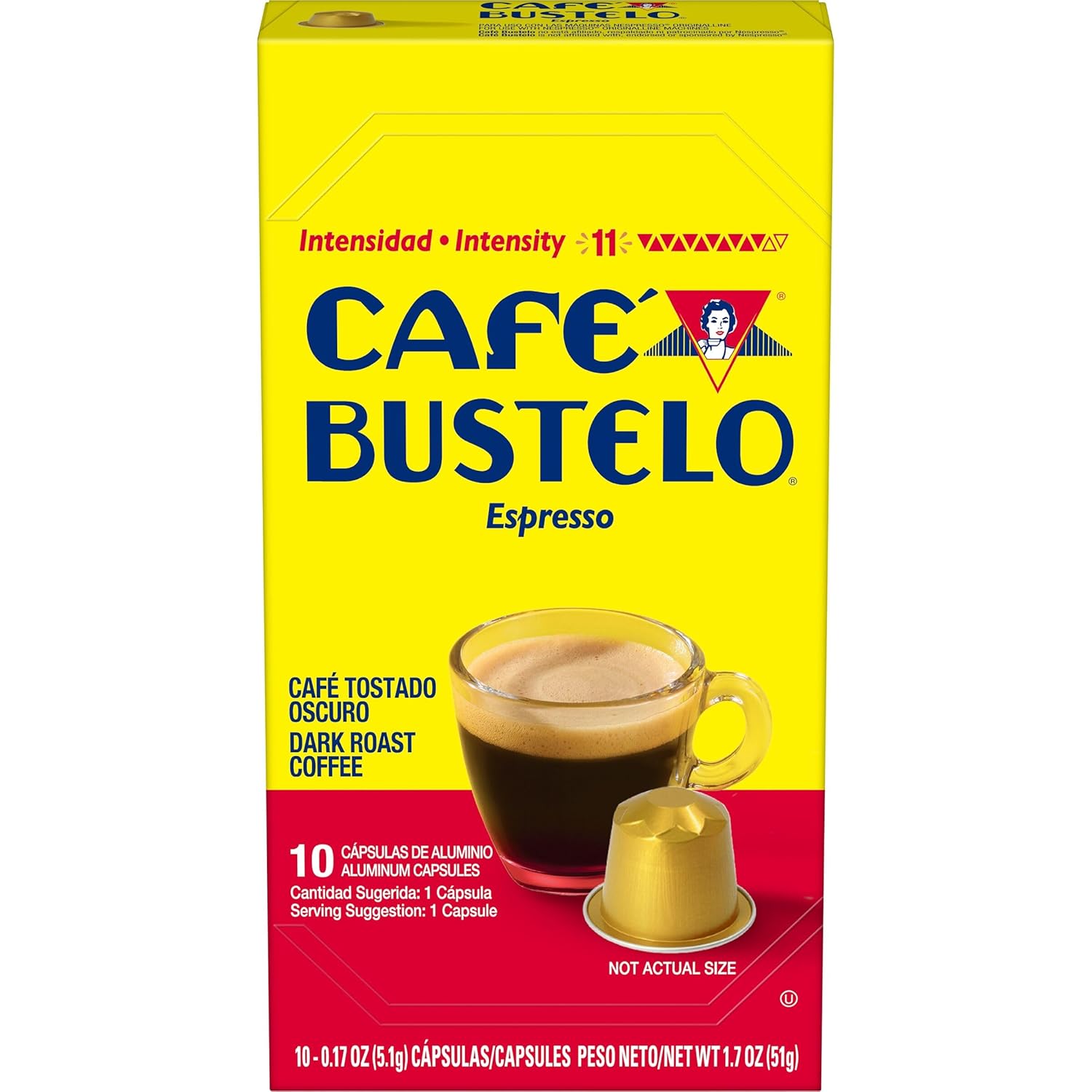 Café Bustelo dark roast espresso capsules, 40 count, Nespresso Original Line compatible, intensive flavor