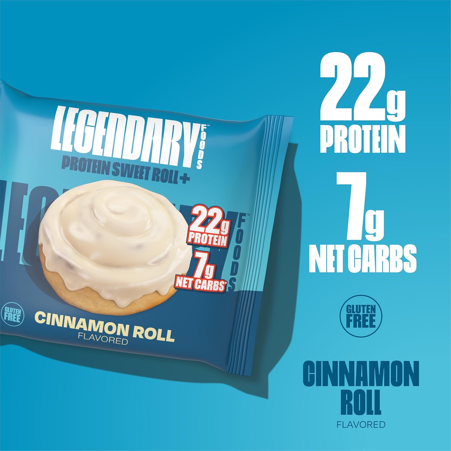 Legendary Foods Gluten-Free, Low Carb Cinnamon Roll Protein Bars, 22g Protein, 10-Pack