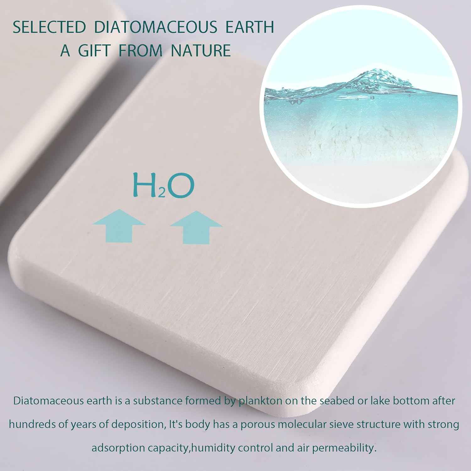 2 Pcs Water Absorbing Stone Trays, Kitchen/Bathroom Sink Soap Dish, Diatomite Tray Used for Hand Soap & Cosmetic Bottles in The Modern Home, 3.15" W x 8.7" L, White