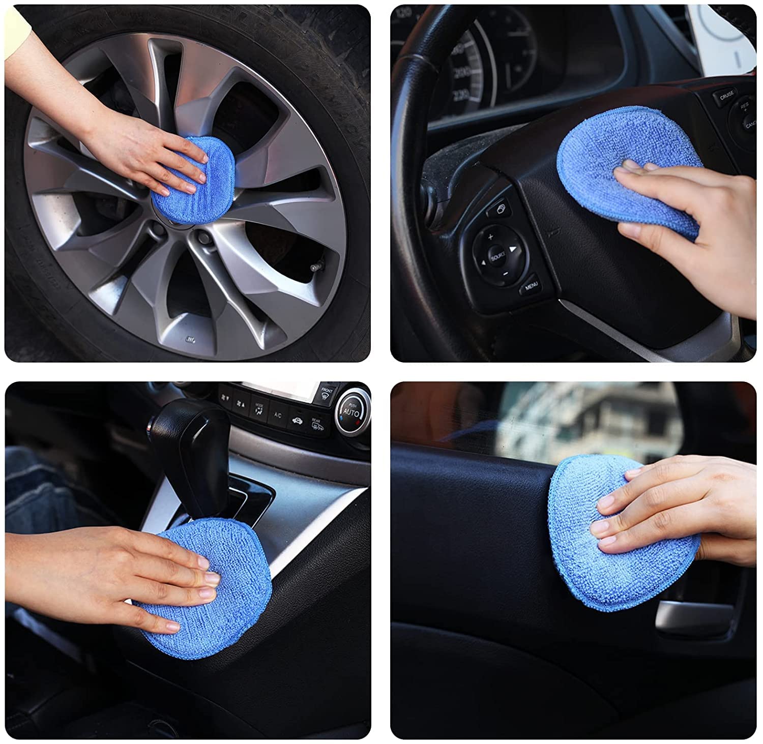 5-inch Microfiber Wax Applicator Pads for Car Waxing and Polishing, 6 Pack, Machine Washable