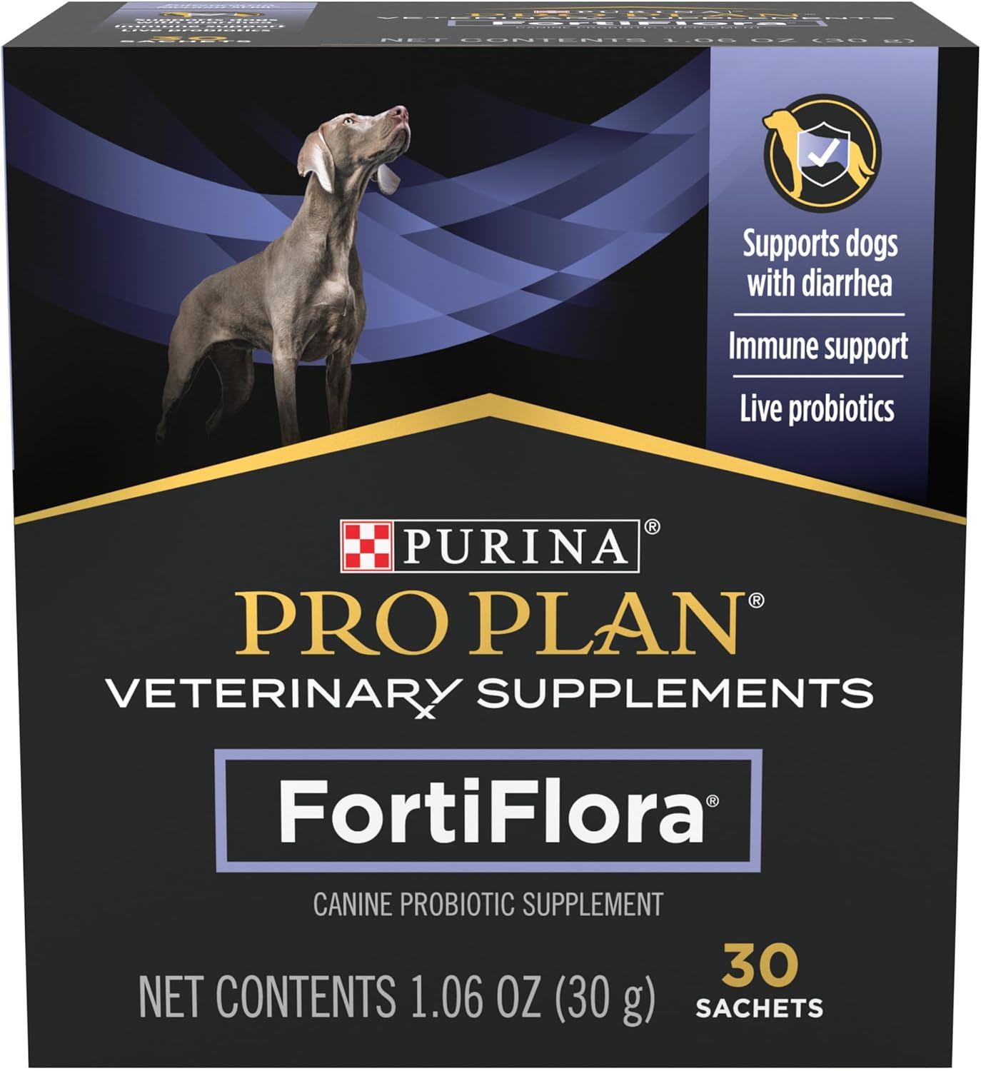 Purina Pro Plan Veterinary Supplements FortiFlora Daily Probiotics for Dogs, 30 count, supports digestive gut health and diarrhea relief
