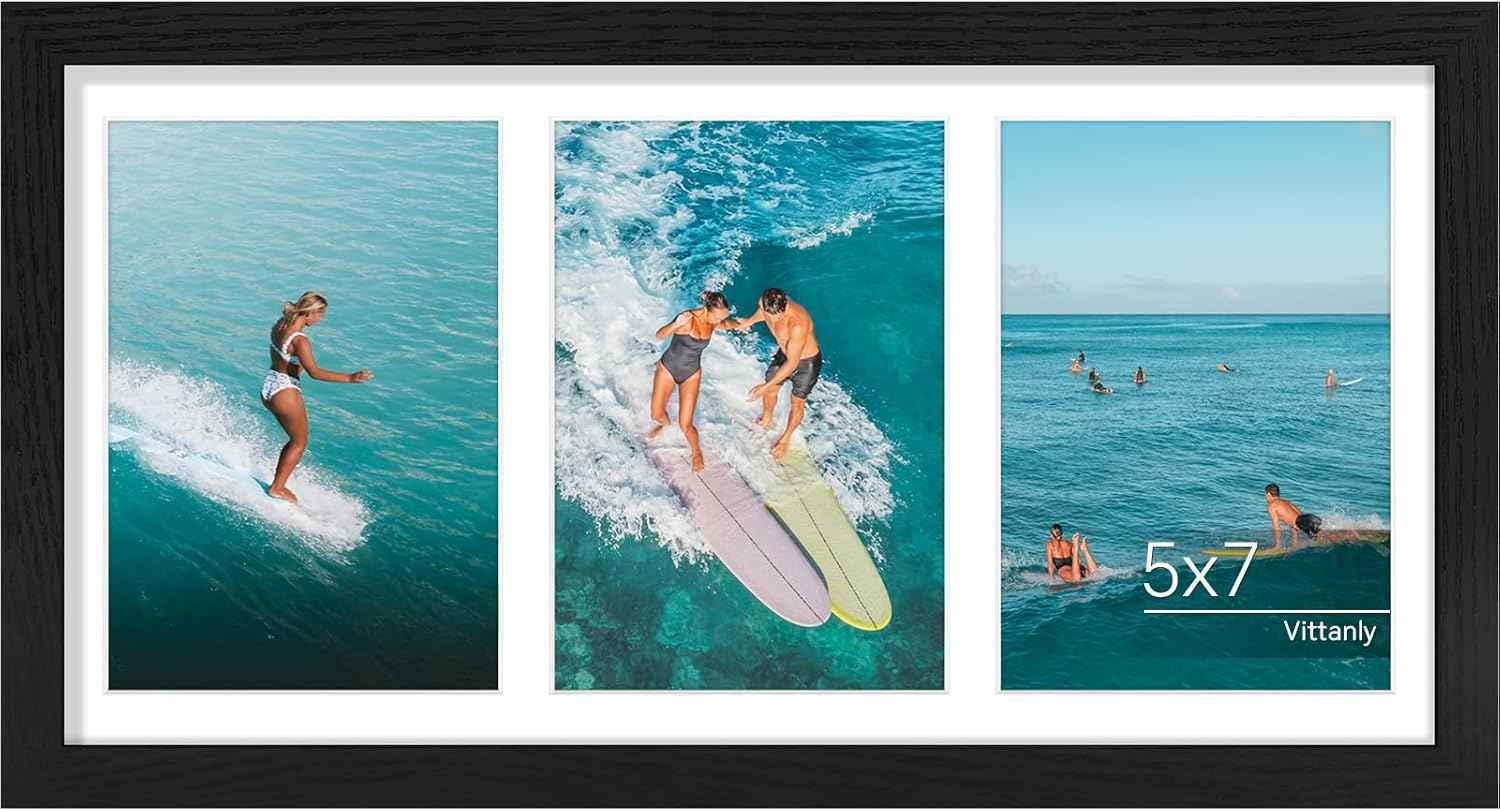 Vittanly 11x14 Collage Picture Frame, Displays 5Pcs 4x6 Pictures with Mat or 1Pcs 11x14 without Mat for Wall Mounting, Picture Frames Collage Wall Decor in Black, 1 Pack