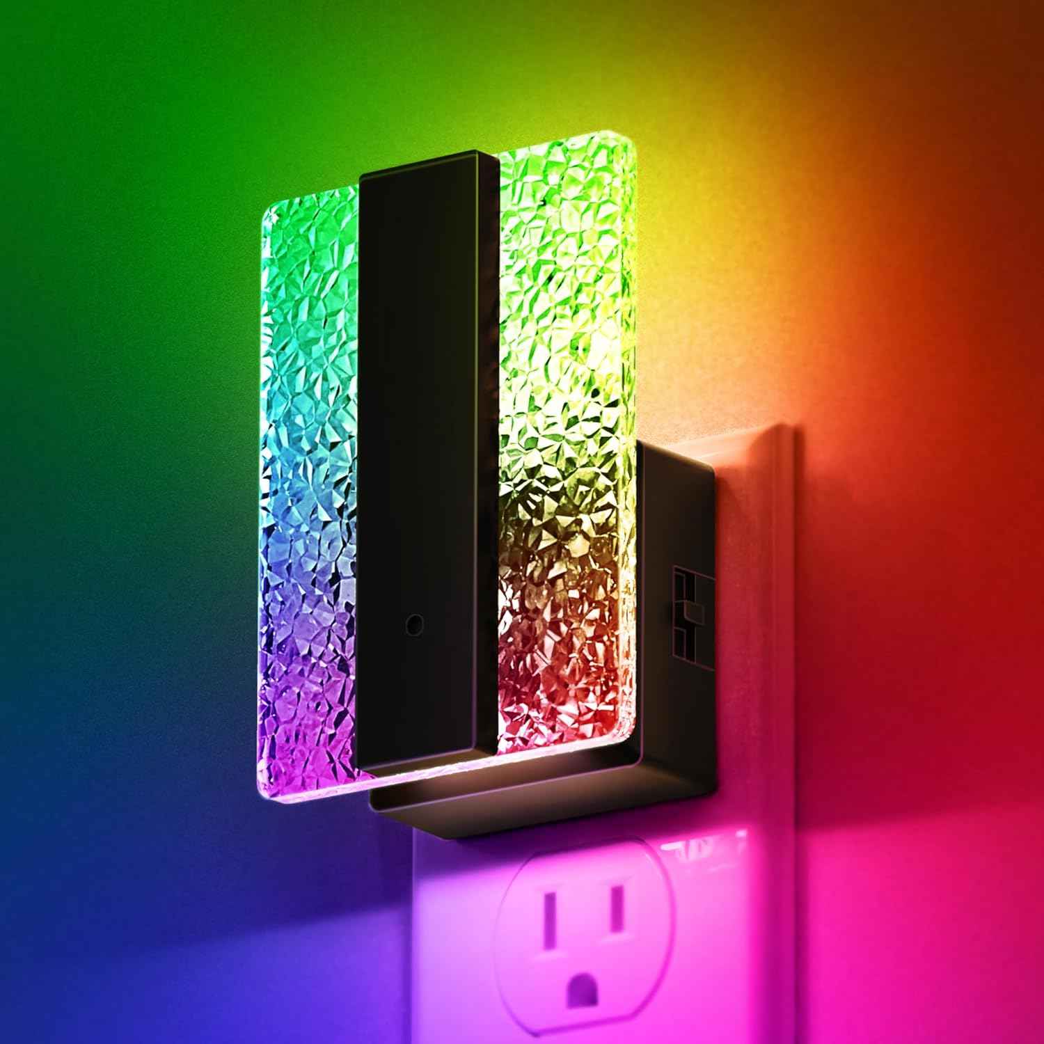 DORESshop LED Night Lights Plug into Wall [2 Packs], Decorative Night Light with Dusk-to-Dawn Sensor, RGB Color-Changing Nightlights with Slide Button, Nightlights for Kids, Bathroom, Hallway, Bedroom