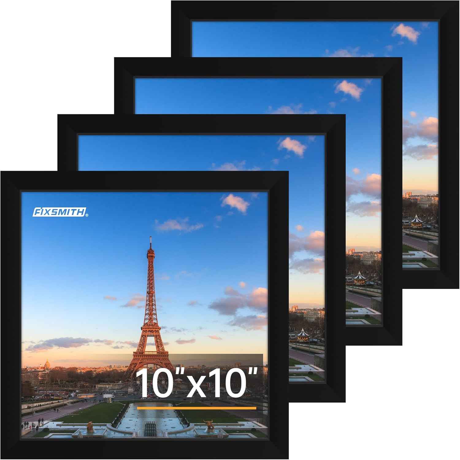 FIXSMITH 8x10 Picture Frame Set of 2, Photo Frame with HD Plexiglass, Display Pictures 5x7 with Mat or 8x10 Without Mat Multi Picture Frames Collage for Tabletop or Wall Display, Black