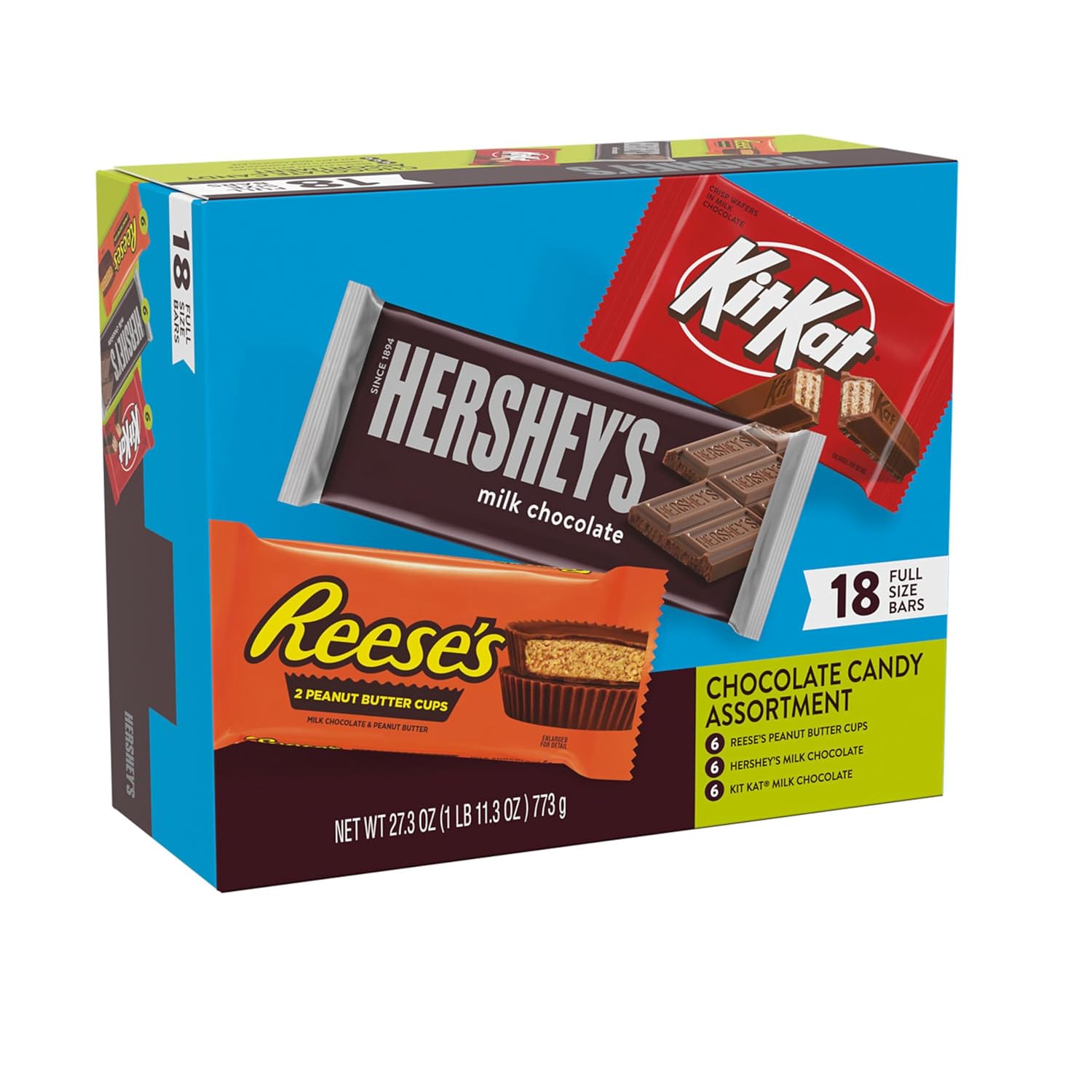Hershey's assorted milk chocolate candy variety box 27.3 oz 18-count