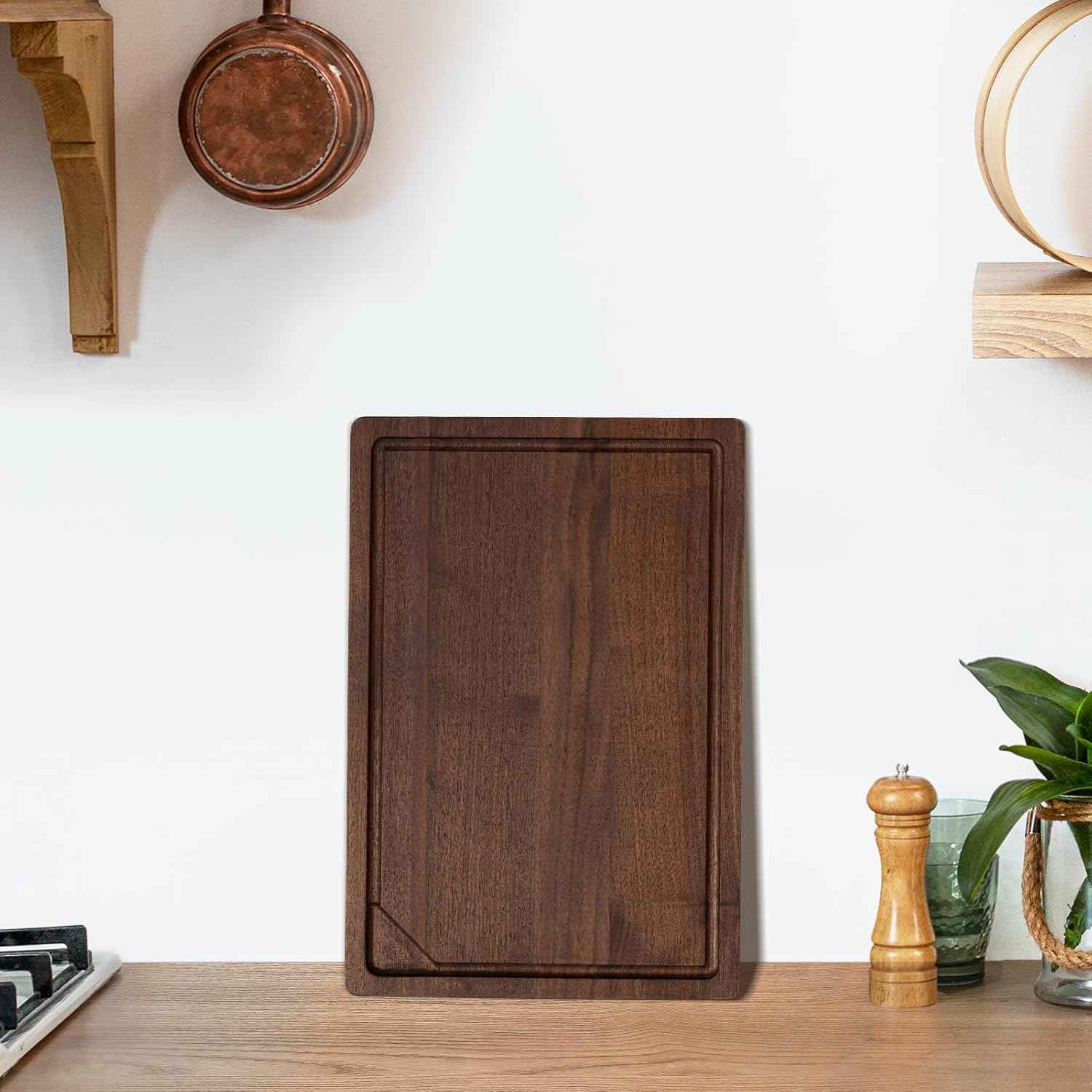 Heimlove Walnut Wood Cutting Board for Kitchen, 24"x18" Reversible Wooden Chopping Board with Deep Juice Grooves and Handles, Natural Walnut Wood Cutting Board for Chopping, Cheese, Vegetables