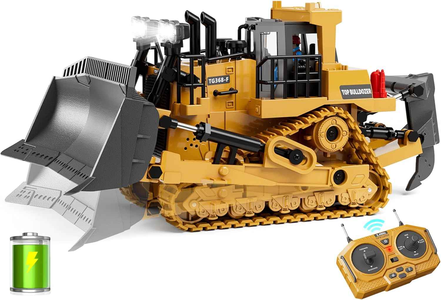 KIDMARKT Remote Control Excavator Toy for Boys | 11-Channel Metal Construction Truck with Lights, 2×1200mAh Batteries, 120-Min Playtime | RC Excavator Toys for Kids Ages 3-12, STEM Gift for Birthday