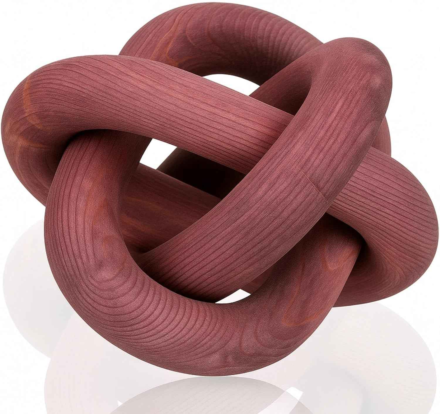 3 Link Wood Knot Decor - Hand Carved Coffee Table Decoration, Boho Chain Link Decor, Modern Shelf, Rustic Objects for Home Living Room Bedroom(White)