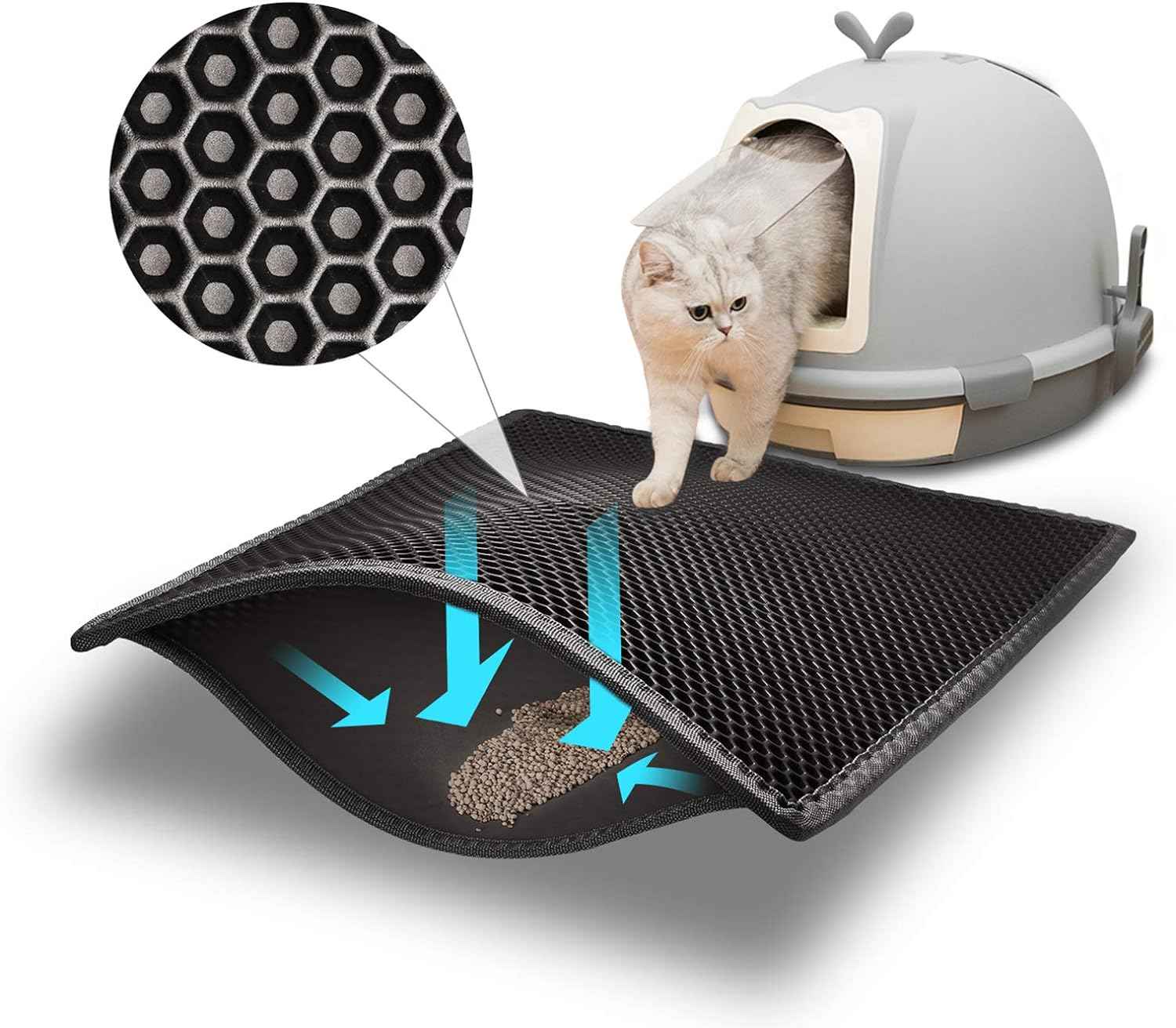 Pieviev Cat Litter Mat Double Layer Waterproof Urine Proof Trapping Mat 1 Pack (Gray, 24x15 Inch (Pack of 1))