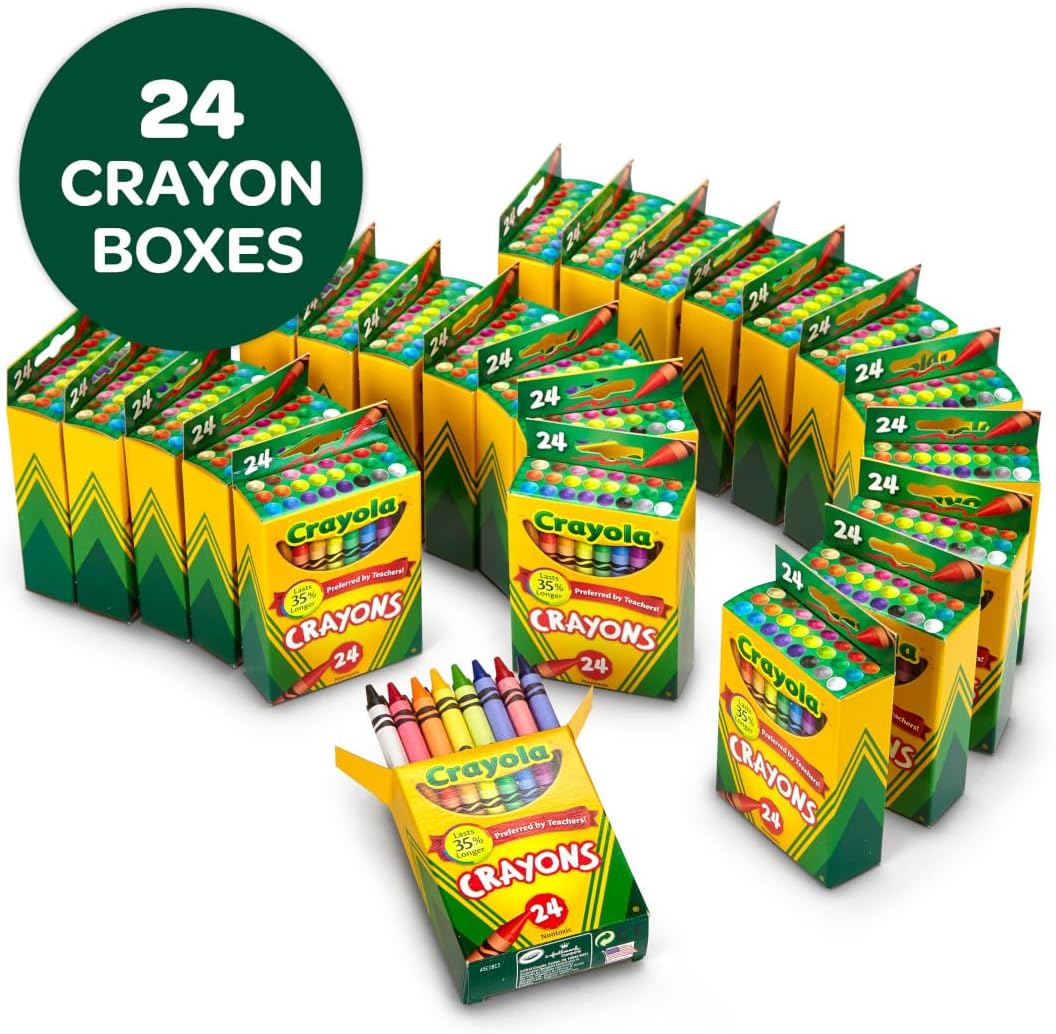 Crayola Crayons Bulk (24 Packs), Preschool Classroom Supplies, Coloring Book Supplies, School Crayons for Kids, Gifts, Ages 3+