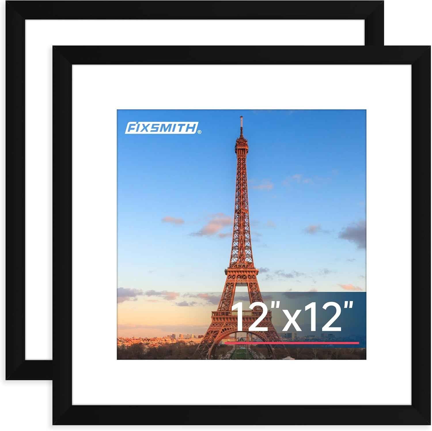 FIXSMITH 8x10 Picture Frame Set of 2, Photo Frame with HD Plexiglass, Display Pictures 5x7 with Mat or 8x10 Without Mat Multi Picture Frames Collage for Tabletop or Wall Display, Black
