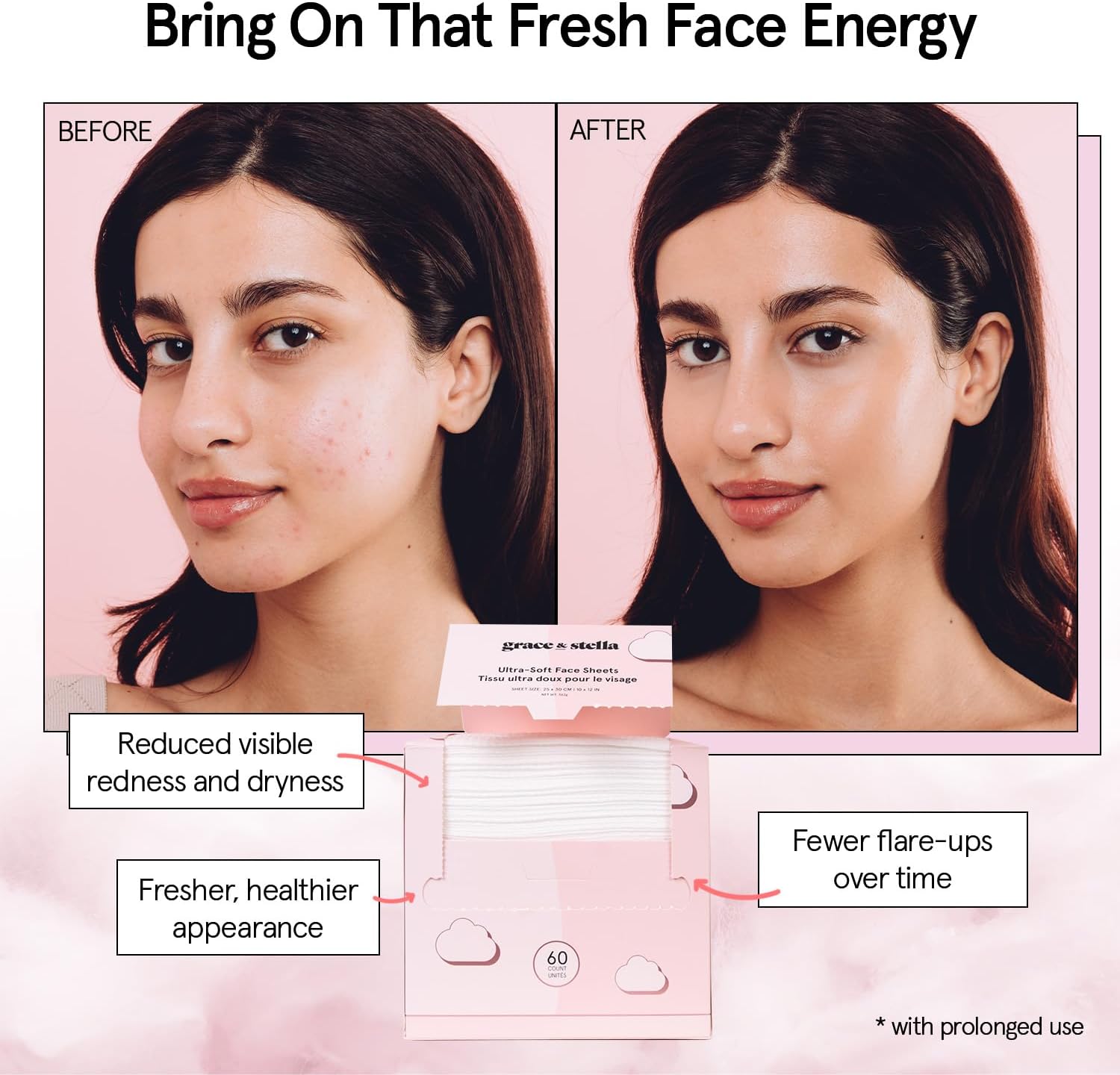 grace & stella XL disposable face towels - ultra-soft & absorbent vegan travel essentials for cleansing & makeup removal