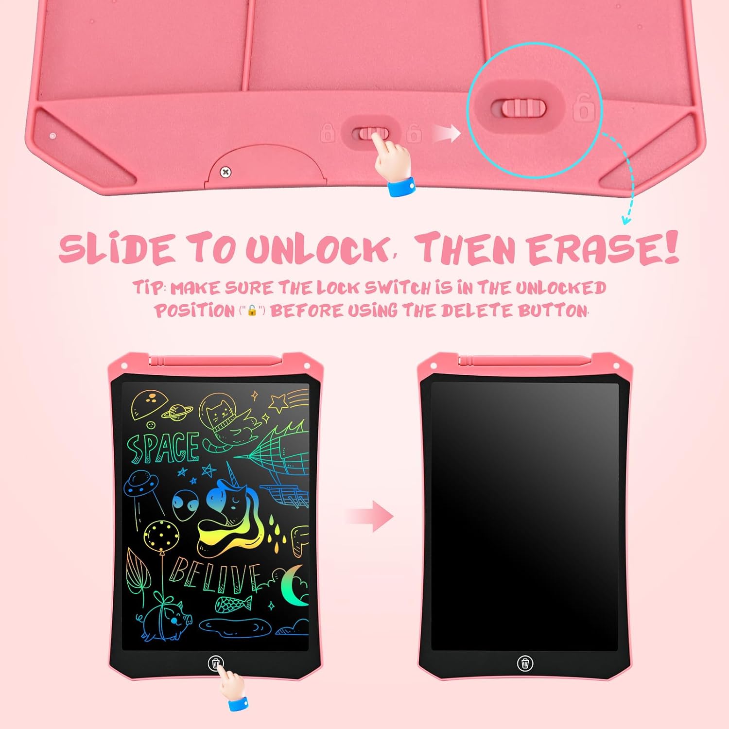 EooCoo Toddler Toys, LCD Writing Tablet for Kids 2 Pack, Toddler Travel Essentials Drawing Pad, Mess Free Coloring Books, Road Trip Activities, Age 3-5 Girls Boys Gifts - 8.5 Inch