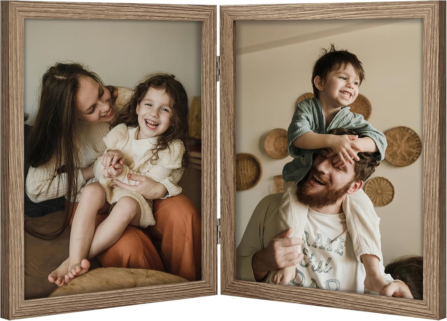 decorUhome double 4x6 picture frame vertical engineered wood bifold photo frame with plexiglass tabletop display black