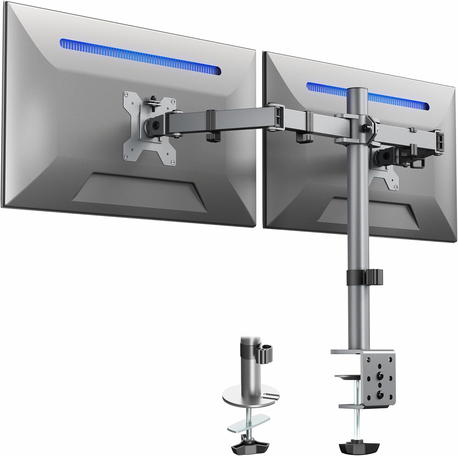 vivo dual monitor desk mount heavy duty fully adjustable steel stand black