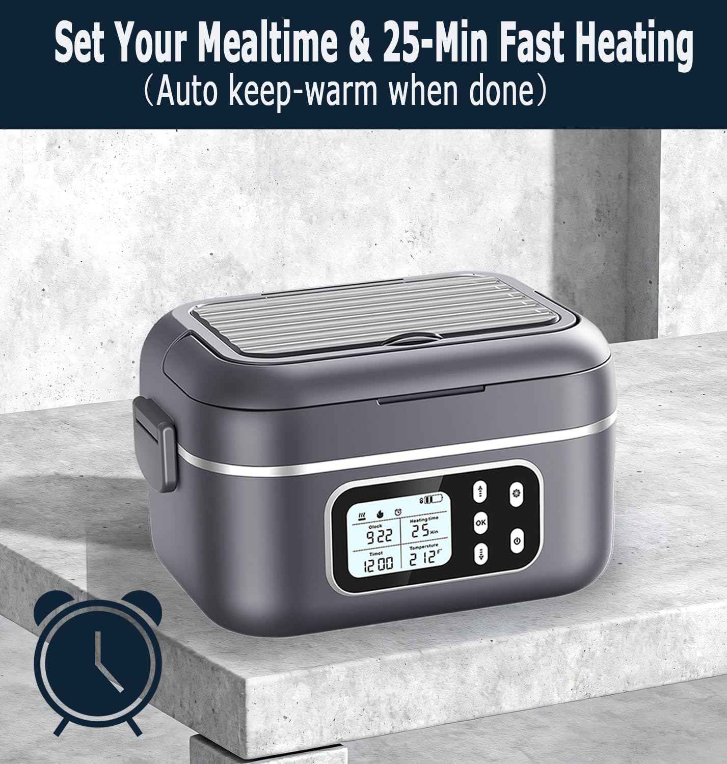 2 x 6.3-Cup Cordless Electric Heated Lunch Box, 100W Rechargeable Portable Food Warmer for Adults Work Travel Car - Battery-Powered & Self-Heating