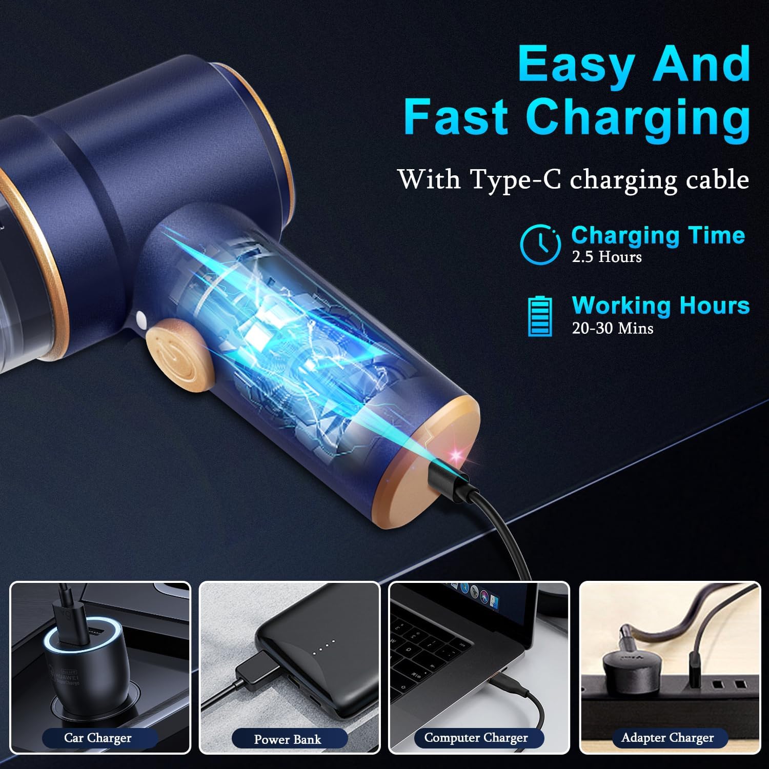 KMM 9000Pa handheld car vacuum cleaner with LED light and multi-nozzles for car home office pet