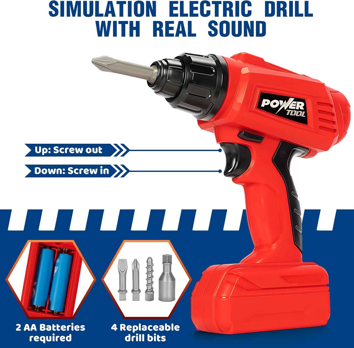 TooyBing Kids Tool Bench Set with Electric Drill and Realistic Tools, Construction Workbench Playset Toy for Toddler 3-5, Easy Set up, Kids Boy Toys, Birthday Gifts for Boys Age 3 4 5 Year Old