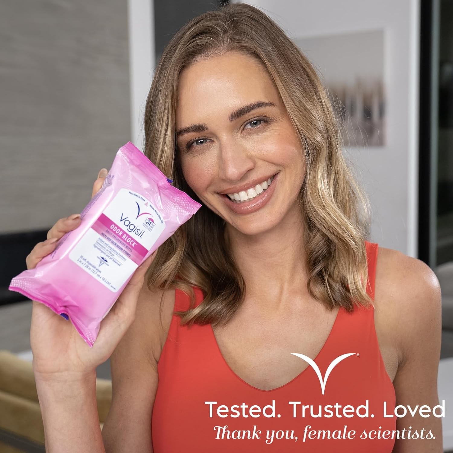 Vagisil odor block daily freshening wipes for feminine hygiene in resealable pouch, hypoallergenic, gynecologist tested, 20 wipes pack of 3