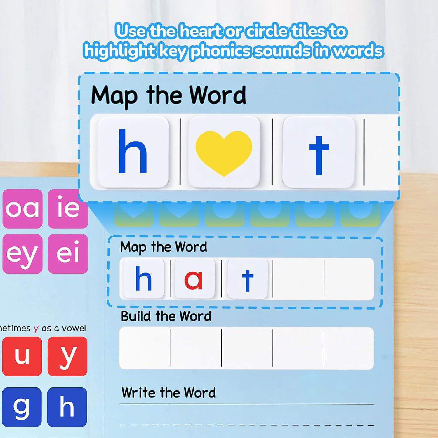 JoyCat 265 Phonics Magnetic Letter Tiles- Hooked on Phonics, ABC Reading Games Set with Word-Building Folder & Storage Case, Letter Sound Alphabet Letters, Preschool Pre k Classroom Materials
