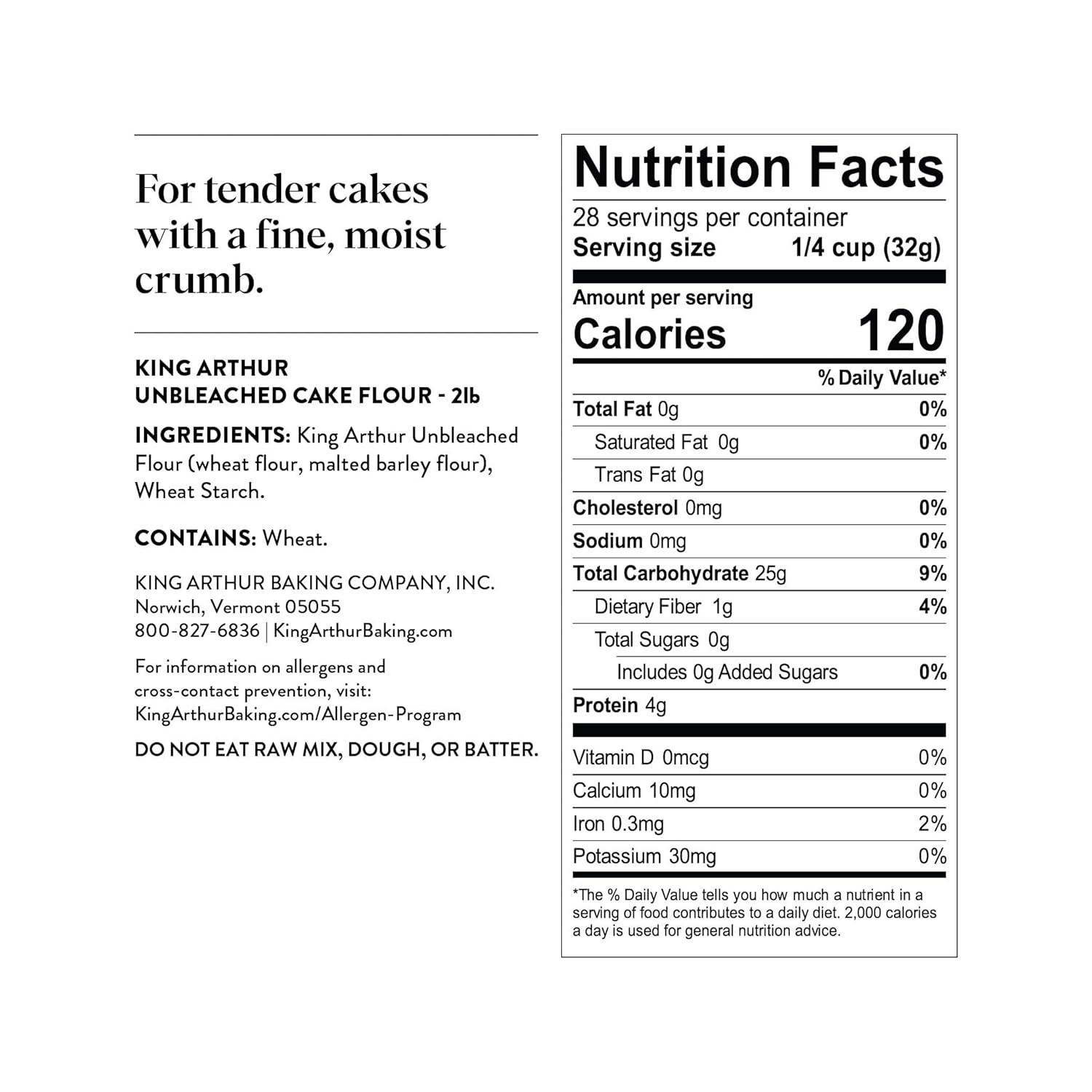 King Arthur, Non-GMO Cake Flour, Unbleached and Unenriched, 2 Pounds, No Preservatives, Baking Essential
