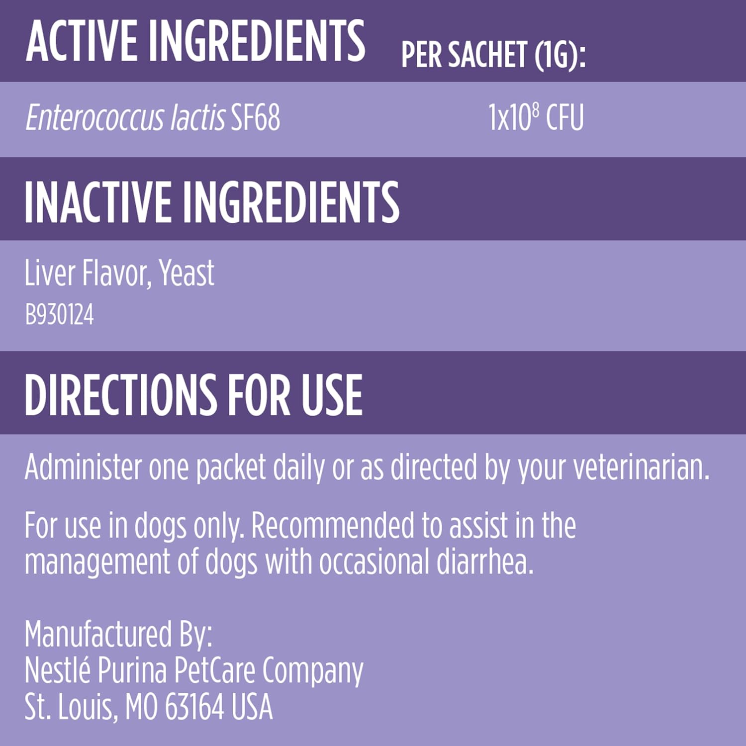 Purina Pro Plan Veterinary Supplements FortiFlora Daily Probiotics for Dogs, 30 count, supports digestive gut health and diarrhea relief