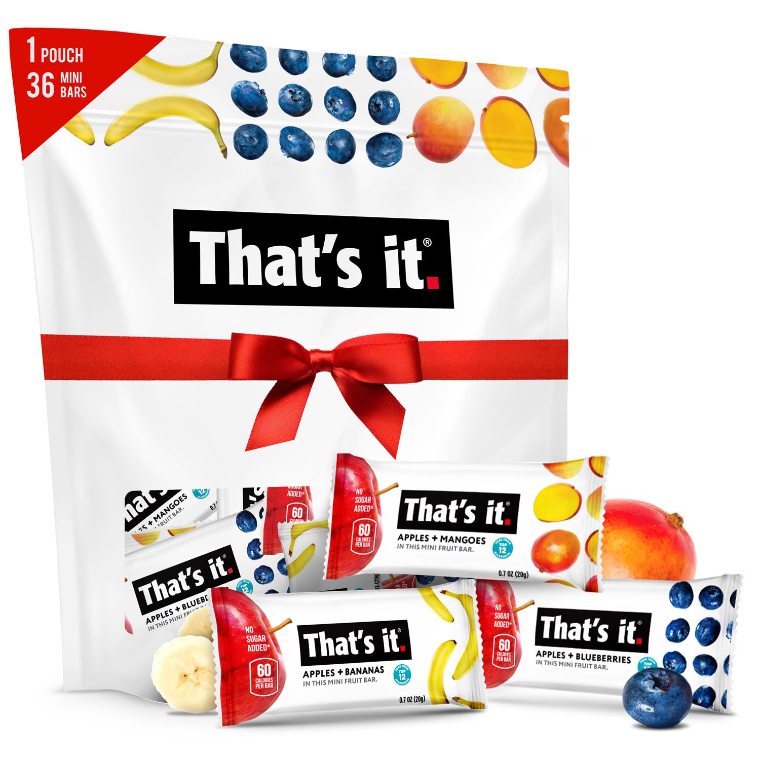 That's it. Mini fruit bars gift pouch, 36 count, variety pack, no sugar added, plant-based, vegan & gluten-free