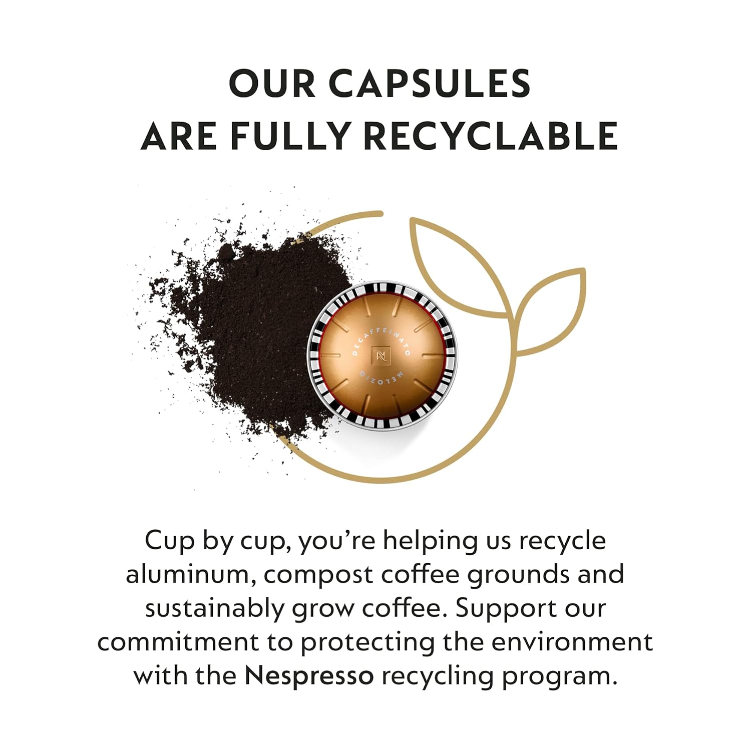 Nespresso Vertuo Melozio Decaffeinato 30-count medium roast coffee pods, 7.8 oz brew, recyclable