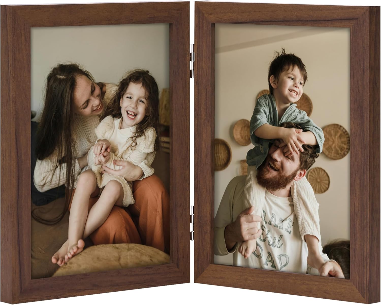 decorUhome double 4x6 picture frame vertical engineered wood bifold photo frame with plexiglass tabletop display black