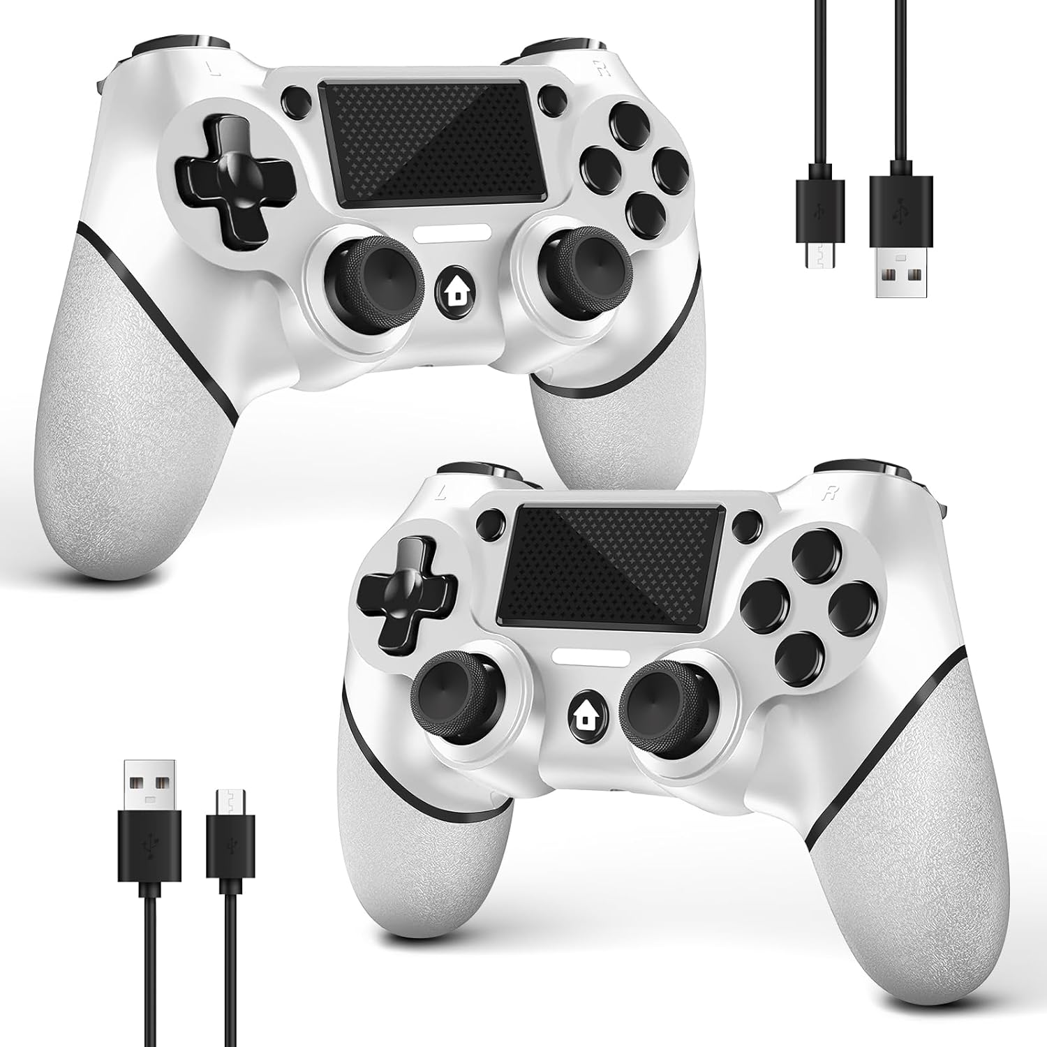 AceGamer 2 Pack wireless controller for PS4/Pro/Slim/PC with non-slip grip and USB-C cable (Pink and White)