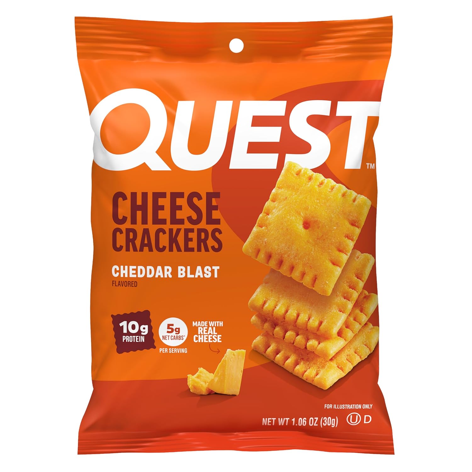 quest nutrition cheddar blast cheese crackers high protein snack 10g protein 5g net carbs 12 packs