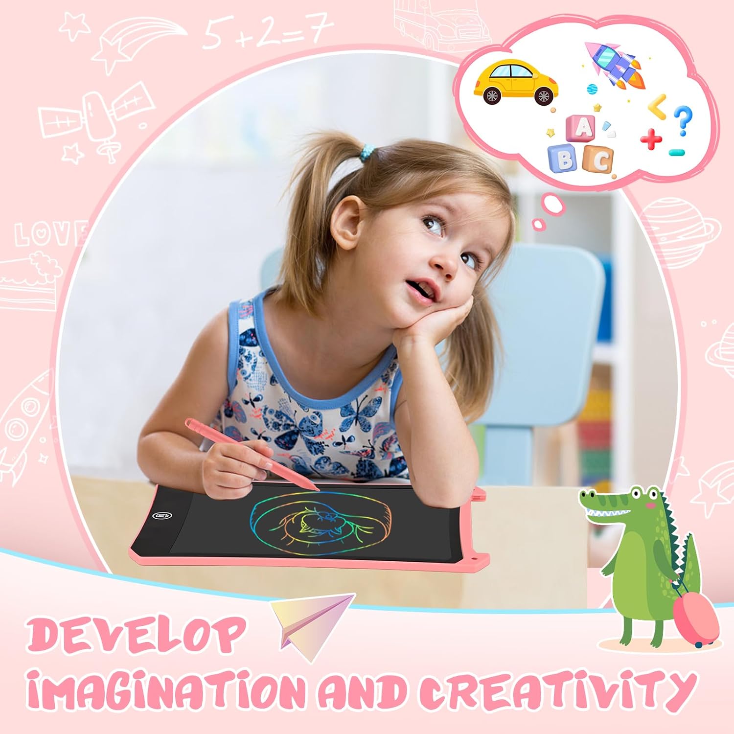 EooCoo Toddler Toys, LCD Writing Tablet for Kids 2 Pack, Toddler Travel Essentials Drawing Pad, Mess Free Coloring Books, Road Trip Activities, Age 3-5 Girls Boys Gifts - 8.5 Inch