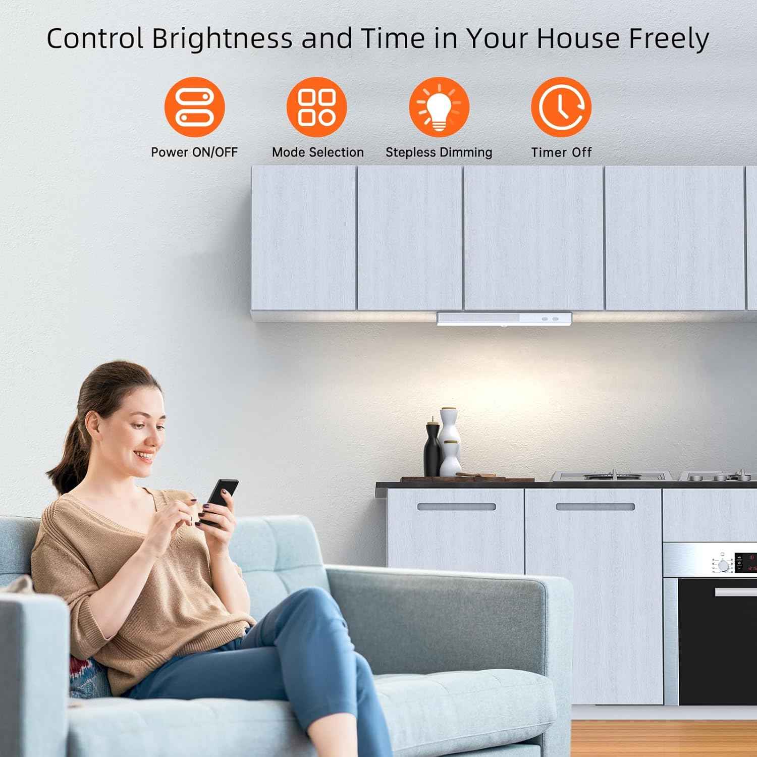 LED Closet Light with Charging Station, 6 Pcs 30LEDs 8'' Dimmer Rechargeable Motion Sensor Under Cabinet Lighting, Stick-Anywhere Night Light for Wardrobe,Kitchen
