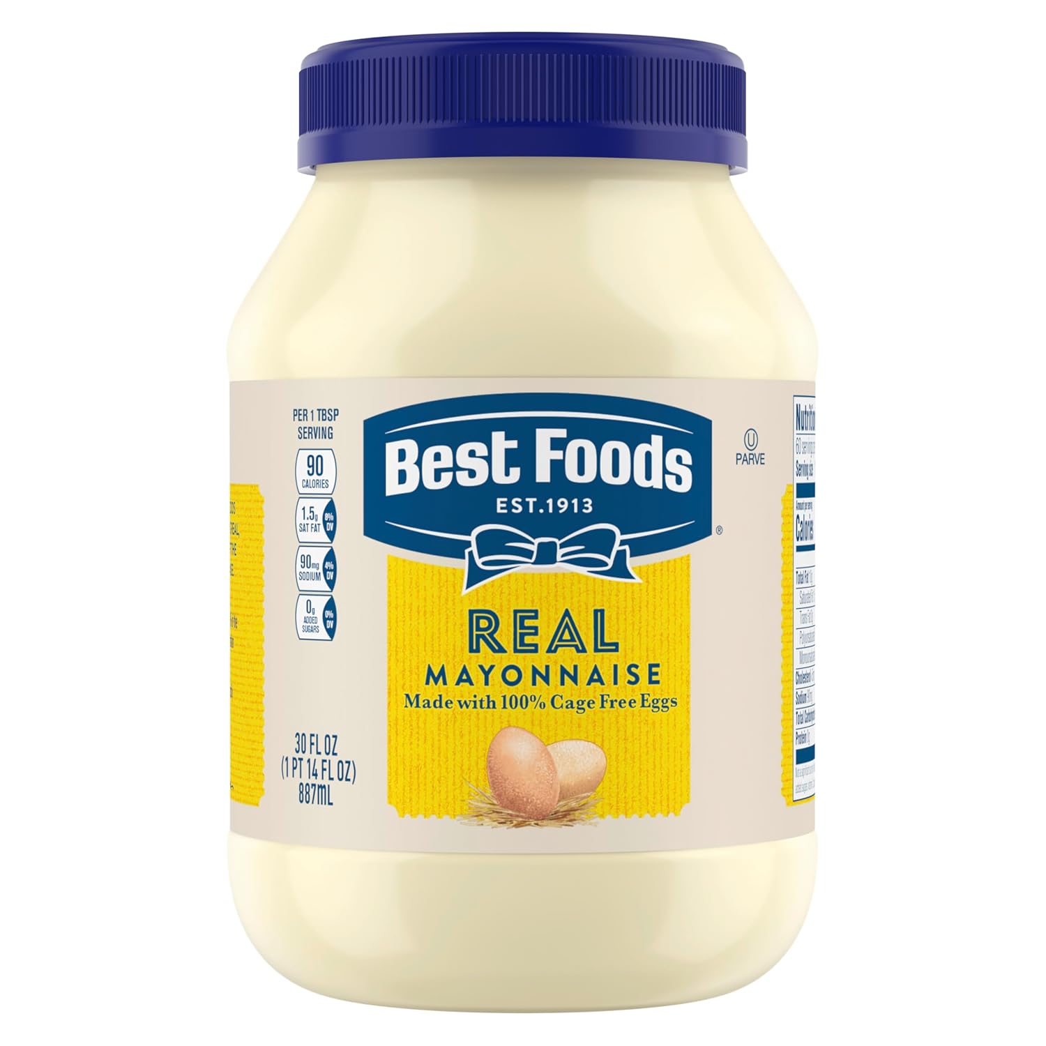 Best Foods 30 oz Cage-Free Egg Mayonnaise Jar for Sandwich Spread or Condiment, Gluten-Free