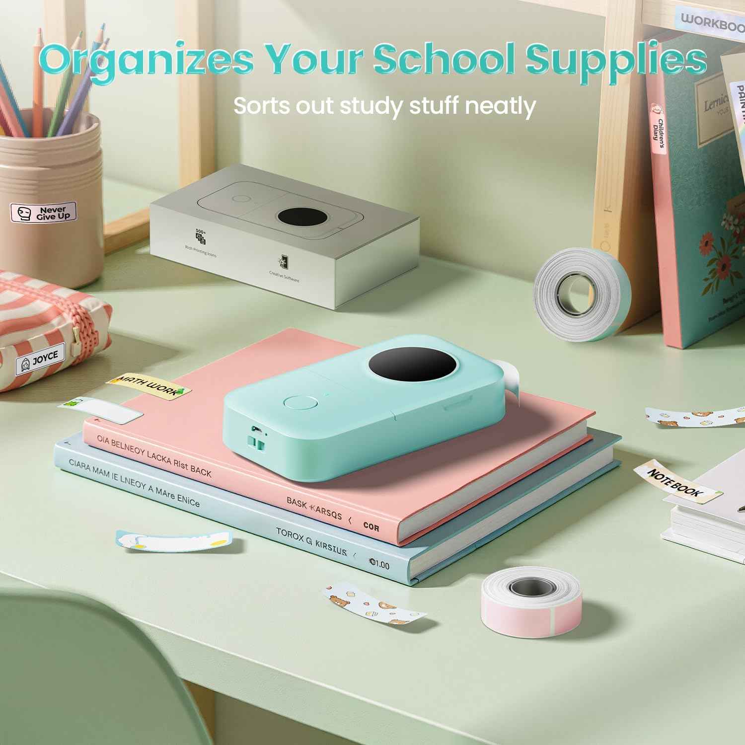 Phomemo Label Maker, D30 Portable Bluetooth Mini Label Printer Machine, Smartphone Handheld Thermal Sticker Small Labeler Multiple Templates Fonts Icon Inkless Custom Label for Home Kids, School Item