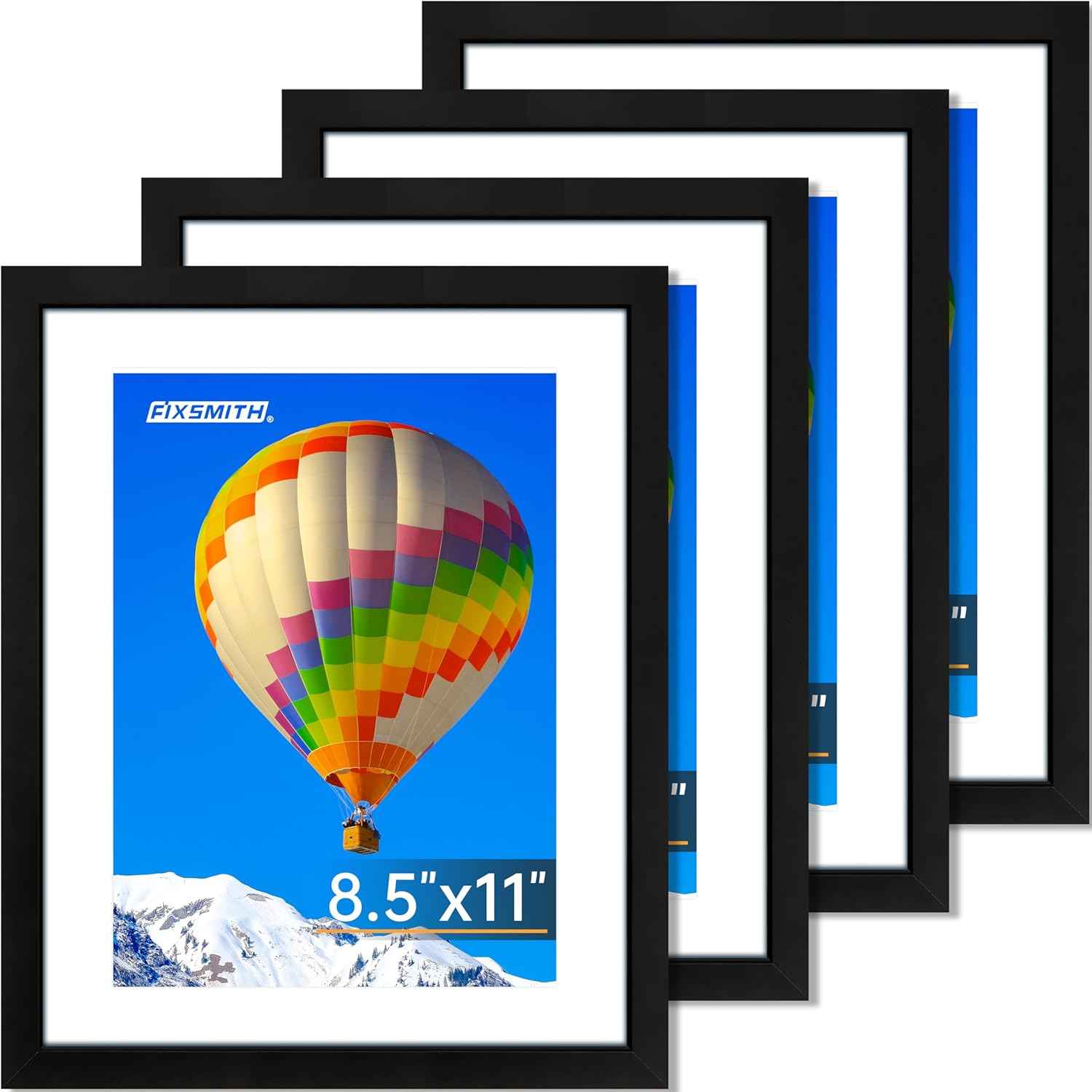 FIXSMITH 8x10 Picture Frame Set of 2, Photo Frame with HD Plexiglass, Display Pictures 5x7 with Mat or 8x10 Without Mat Multi Picture Frames Collage for Tabletop or Wall Display, Black