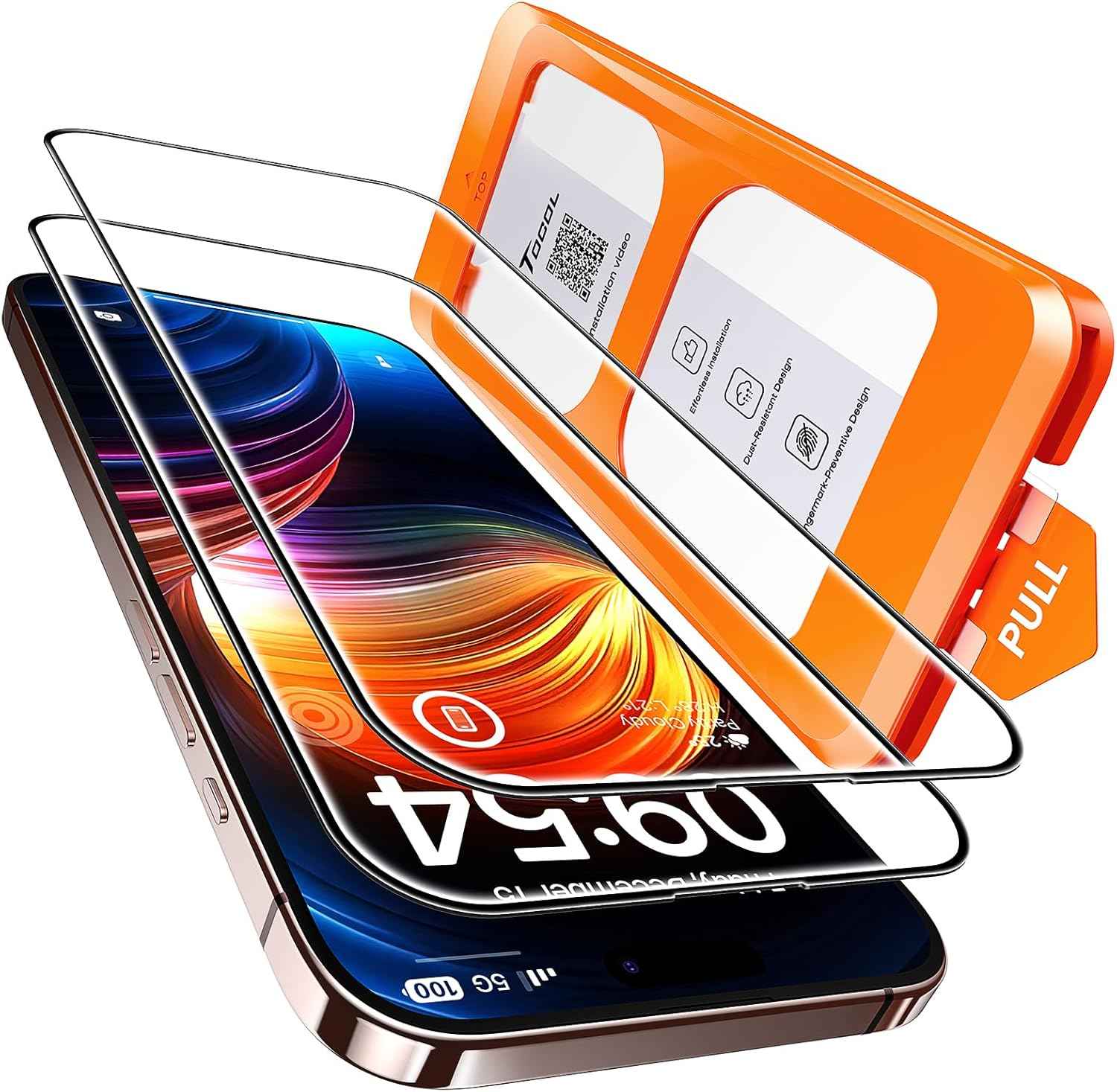 TOCOL for iPhone 17 Screen Protector 6.3 inch 9H Hardness Military Grade Shatterproof HD Tempered Glass for Full Coverage Protection 2 Pack