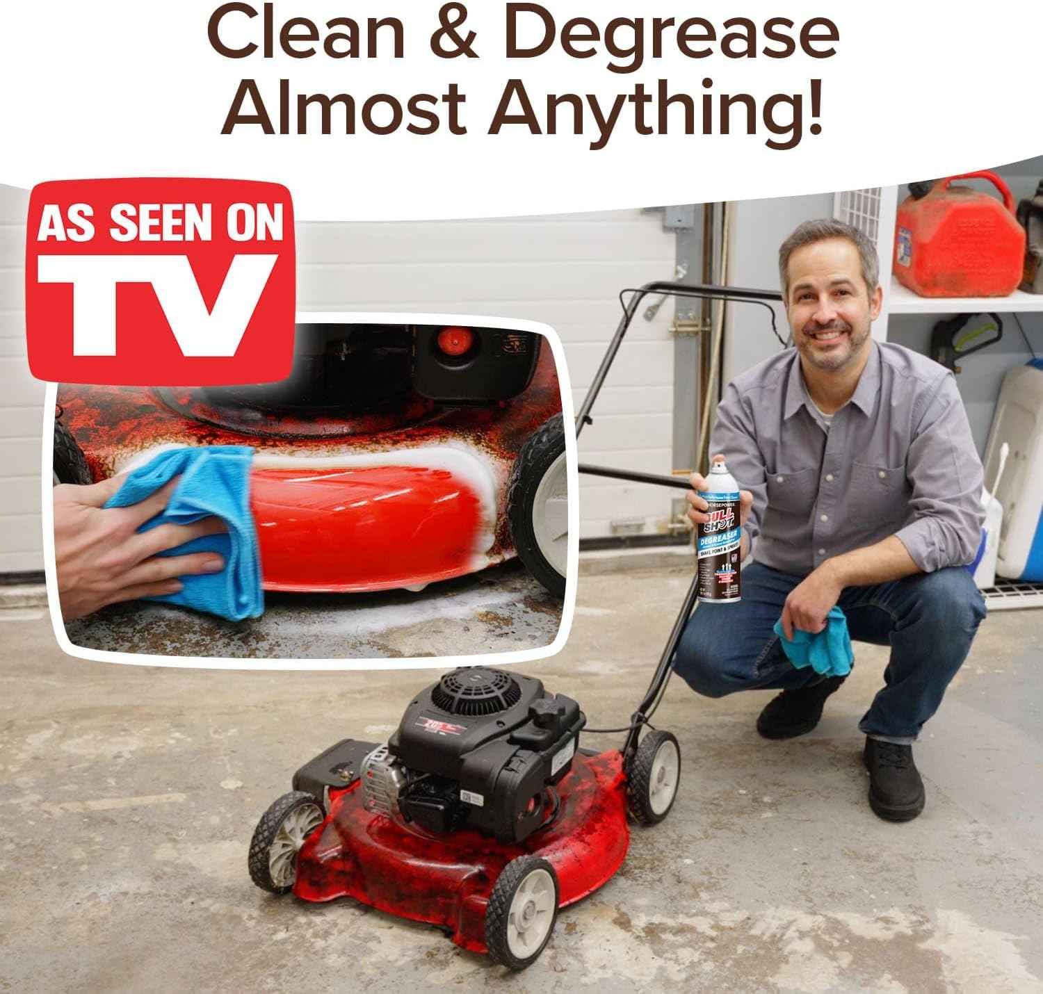 Bull Shot Degreaser Pro, Foaming Degreaser & Grime Remover, Heavy-Duty, AS SEEN ON TV, Residue-Free, Shake, Point & Spray, Emulsifies Grease, Oil Splatters, Glue, Tape Residue & More - Made in the USA