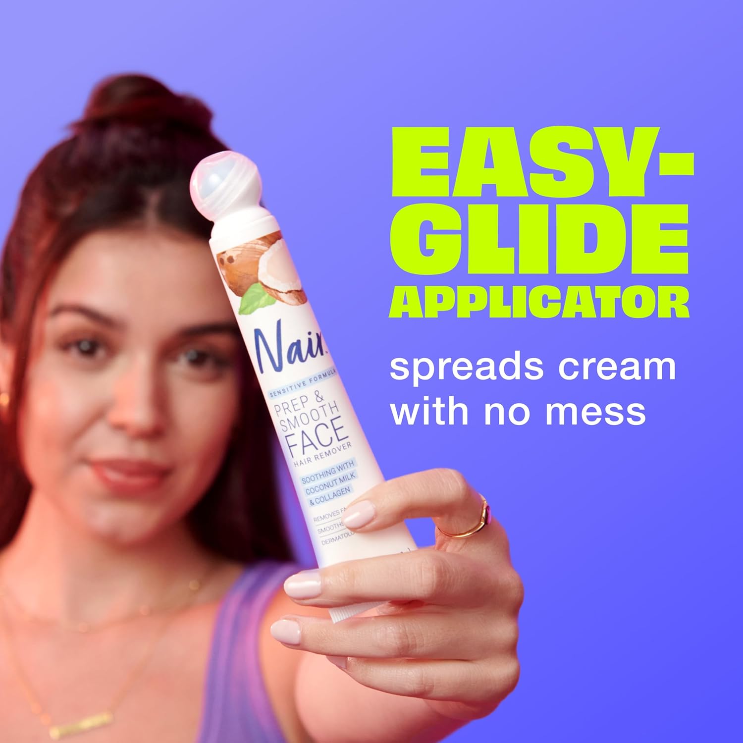 Sensitive skincare solution with collagen, coconut milk, and gentle face hair removal cream for smooth skin prep